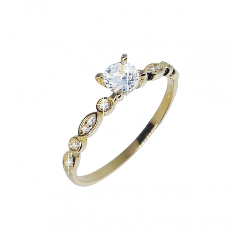 Anel de Ouro 18K Solitário Zircônias código 31340 Anel de Ouro 18K Solitário Zircônias código 31340