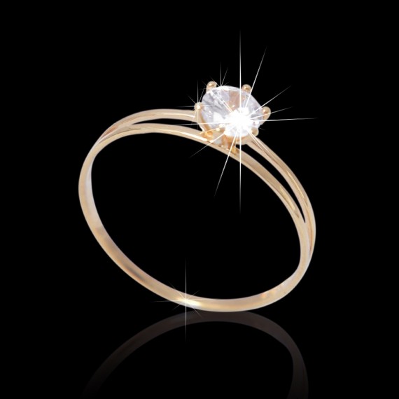 Anel de Ouro 18K Solitário Zircônia código 31342 Anel de Ouro 18K Solitário Zircônia código 31342