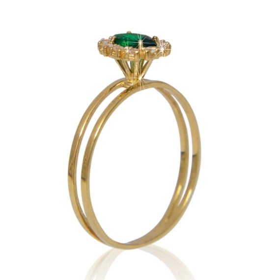 Anel de Ouro 18K   com Zircônias código 31373