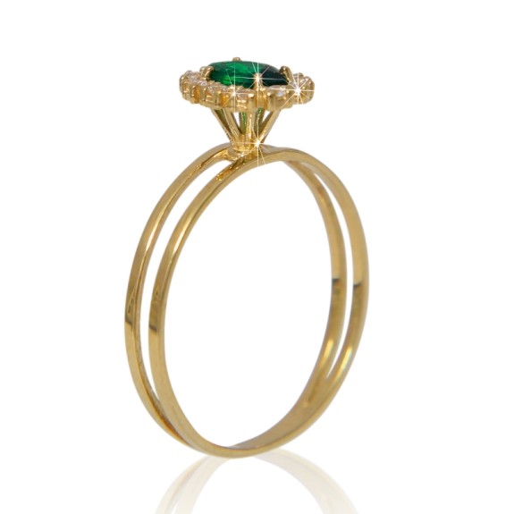 Anel de Ouro 18K   com Zircônias código 31373