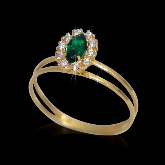 Anel de Ouro 18K   com Zircônias código 31373