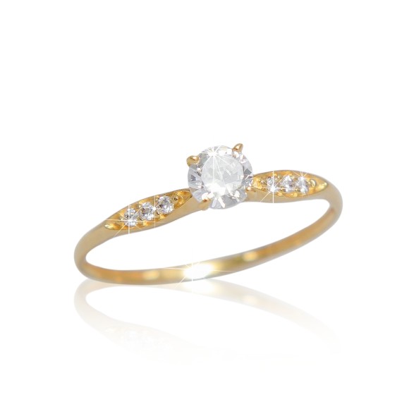 Anel de Ouro 18K Solitário Zircônias código 31346 Anel de Ouro 18K Solitário Zircônias código 31346