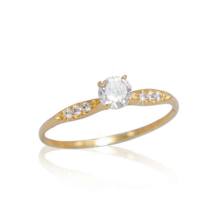 Anel de Ouro 18K Solitário Zircônias código 31346 Anel de Ouro 18K Solitário Zircônias código 31346