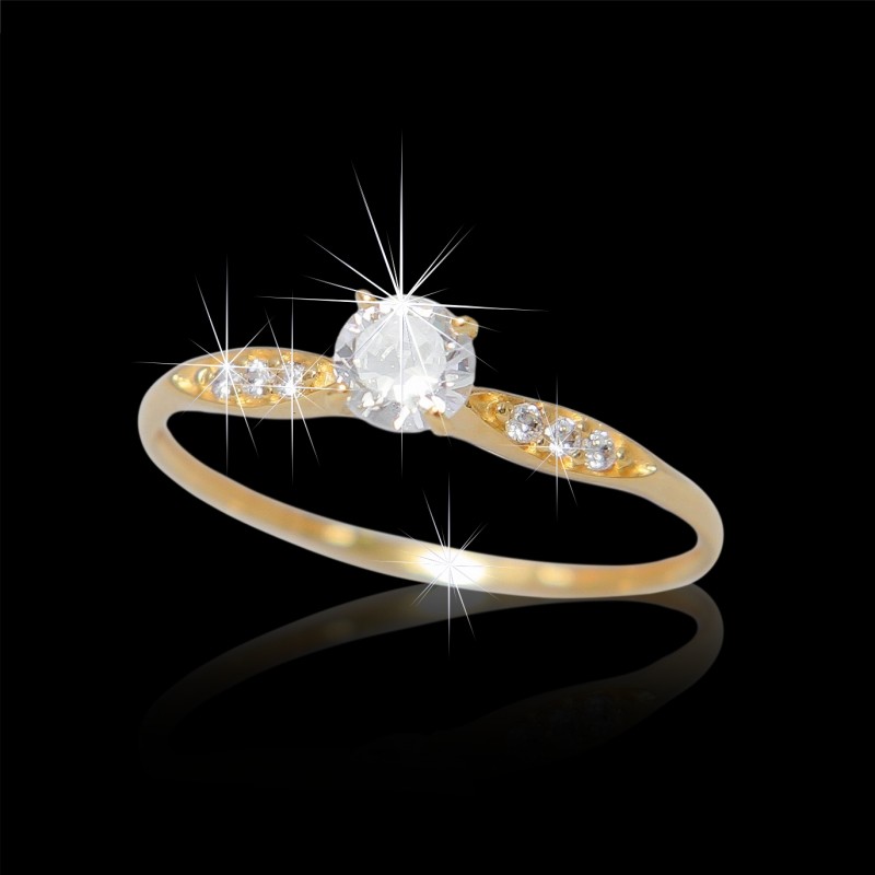 Anel de Ouro 18K Solitário Zircônias código 31346 Anel de Ouro 18K Solitário Zircônias código 31346