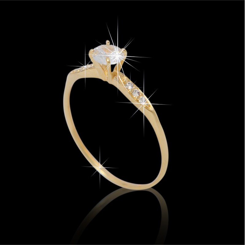 Anel de Ouro 18K Solitário Zircônias código 31346 Anel de Ouro 18K Solitário Zircônias código 31346