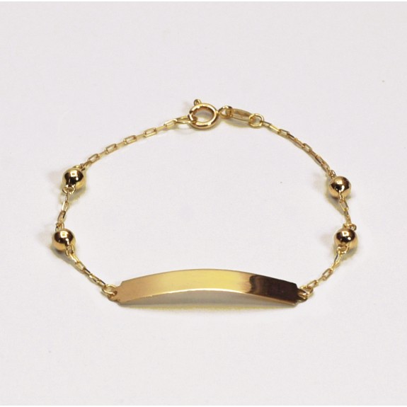 Pulseira de Ouro 18K Chapinha Bolinhas    código 35210