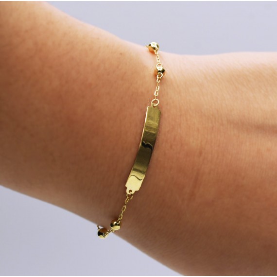 Pulseira de Ouro 18K Chapinha Bolinhas    código 35210