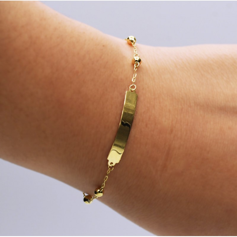 Pulseira de Ouro 18K Chapinha Bolinhas    código 35210