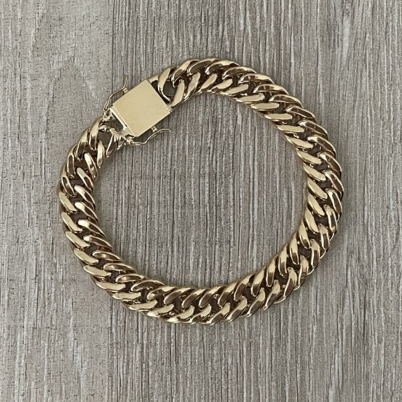Pulseira de Ouro 18K Grumê Dupla 11.5mm largura 22cm comprimento  aproximadamente 22gr     código 37489-12x22cm