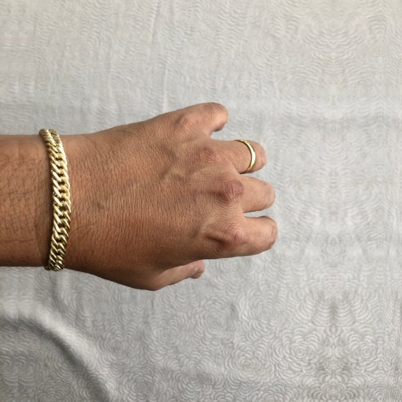 Pulseira de Ouro 18K Grumê Dupla 8mm largura 21cm comprimento  aproximadamente 11.5gr   código 37489-21cm