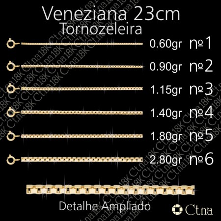Tornozeleira 23cm Veneziana