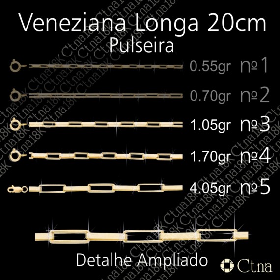 Pulseira 20cm Veneziana Longa