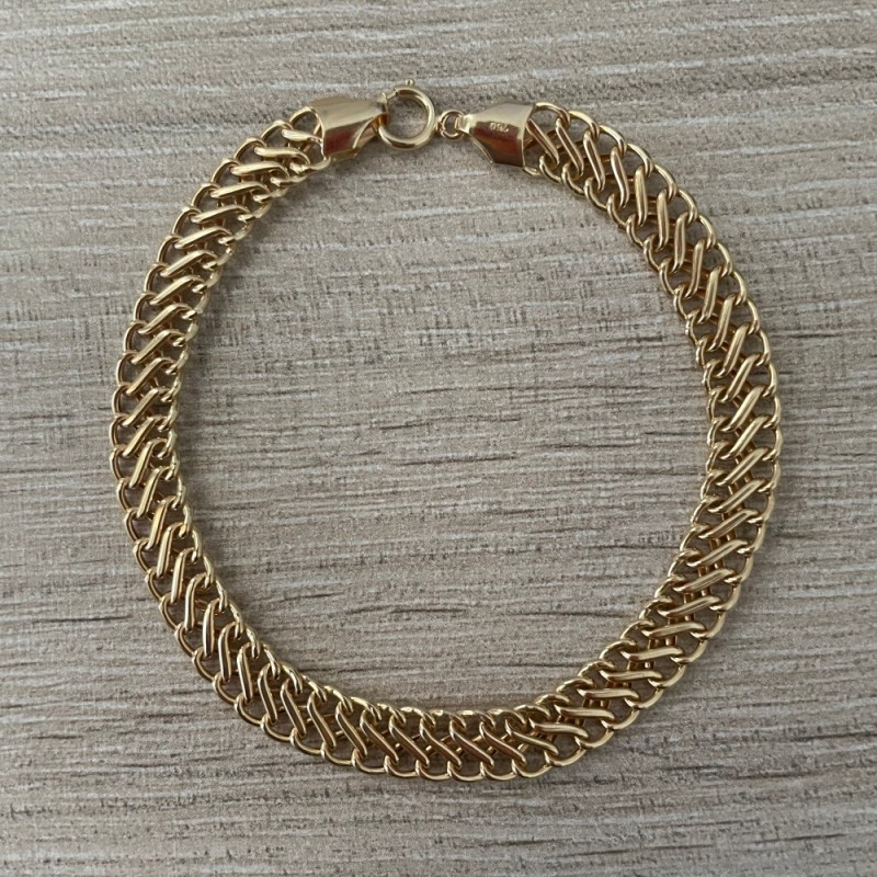 Pulseira de Ouro 18K Grumê Paralela 7mm largura 19cm comprimento  aproximadamente 5.5gr código 37487-07x19